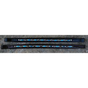 Red Barn Blue Bead and Crystal Browband - CarouselHorseTack.com