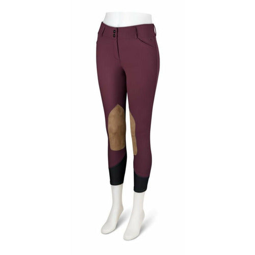 RJ Classics Ladies Gulf Natural Rise Front Zip Knee Patch Breech CLOSEOUT
