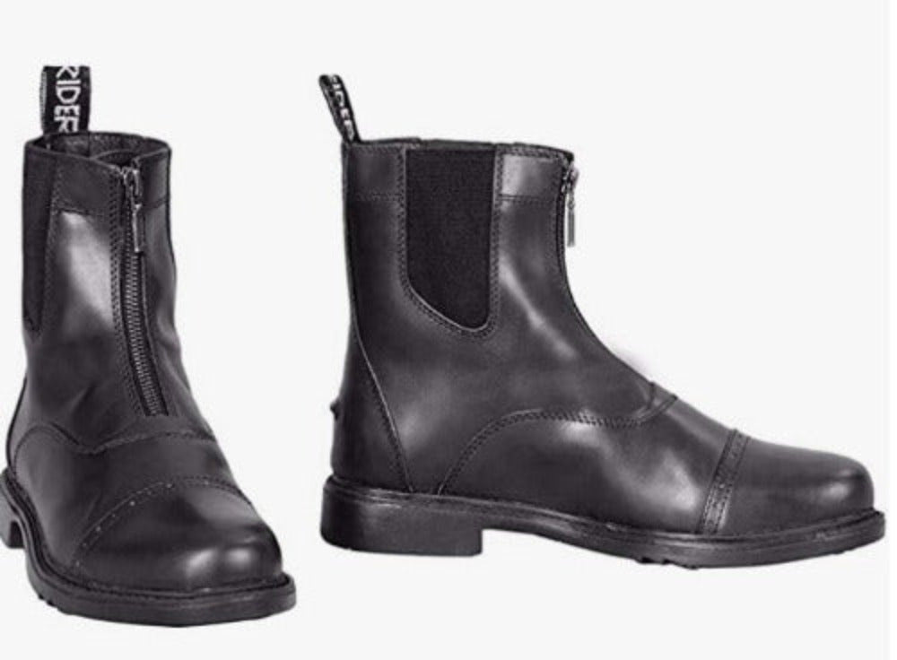 TuffRider Kid's Baroque Front Zip Paddock Boots with Metal Zipper